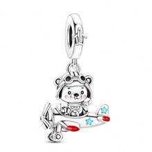 Cuentas de colgante de moda chapadas en plata para hacer joyas DIY, diseño de mascota linda de gato y perro para viajes, estilo unisex, accesorios para mujer, gato, pez, oso, fresa, pirámide, piloto, zapatillas de ballet, avión, equipaje, pasaporte, árbol de la vida, nudo celta, cuentas con Charm, adecuadas para hacer pulseras y collares originales DIY, regalo para mujeres, familia y amigos - Plateado - Ver 22