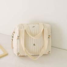 1 st multifunktionell broderad stor blöjväska för mamma, quiltad crossbody-toteväska, bärbar reseorganizer för barnvagn - Svart - Visa 8