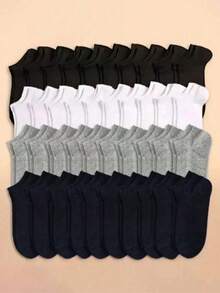 5 Pairs/1 Pair Antibacterial Breathable Low-Cut Socks, Father's Day Gift, Mesh Design, Suitable For Men/Women/Spring/Autumn/Summer/Daily Wear, Solid Color - Multicolor - View 1