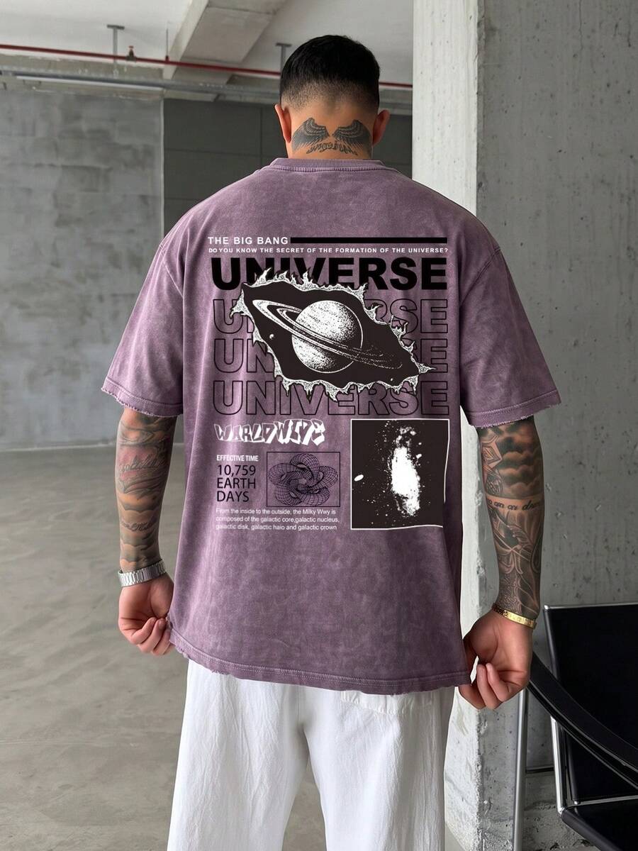 YUNCHIC - Men's Washed Short Sleeve Shirt & Casual Pants, Suitable For Workplace, Commute, Daily Wear, Workout, Easy Care, Durable, Multi-Size, Essential Summer Staple - Purple - View 1
