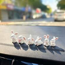 6pcs Random Creative Cute Big Ear Rabbit Car Dashboard Desktop Ornament DIY Car Interior Office Desk Computer Screen Decoration Accessories Holiday Gift - Big-eared Rabbit - View 3