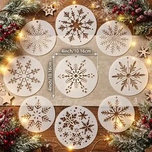 9pcs/18pcs Reusable Plastic Snowflake Stencils, Suitable For Christmas Crafts - 4*4 Inch Stencils, 9 Snowflake Patterns, For Handmade Holiday Decorations, Embroidery, Wall And Painting - Sets - View 5