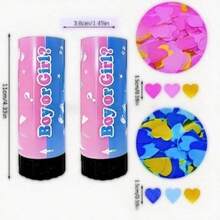 2pcs Blue And Pink Gender Reveal Confetti Poppers, Suitable For Birthday, Party, Wedding, Baptism, Decoration Props - Multi-color - View 9