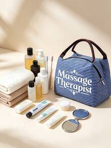 "Massage Therapist "Printed Toiletry Bag, DCosmetic Organizer, Foldable Travel Storage Case, Great For Weekend Getaway, Camping, ThanksgivingGift - Multicolor - View 3