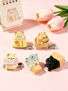 1pc Cute Cartoon Cat Hair Clip For Women, Funny Hair Accessory, Suitable For Daily Use, Gift Choice - Multicolor - View 2