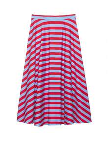 Mellowy Spring/Autumn New Women's European And American Style Fashion Versatile Striped Layered Midi Skirt - Red Stripes - View 2