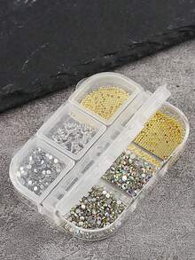 Autumn 1 Box (12 Grids) Asymmetrical Nail Art Rhinestones & Charms – DIY Nail Gems & Supplies - Multicolor - View 6