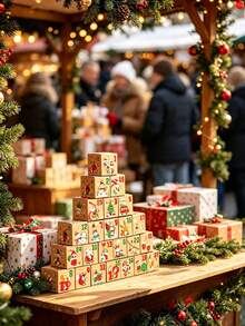 Kotak Hadiah Kalender Advent Natal DIY, Kotak Hitung Mundur Bergambar Santa Claus & Manusia Salju dari Kertas Kraft, Kotak Penyimpanan Hadiah Mini yang Dapat Ditumpuk, Dekorasi Meja Rumah untuk Liburan, Perlengkapan Kemasan Hadiah Natal yang Ideal, Dekorasi Liburan Musim Dingin - MultiWarna - View 4