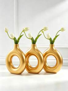 Modern Nordic Style Vase - Matte Gold, White, Minimalist Decorative Item - 1PC - View 6