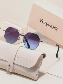 Verywork1 Geometric Pattern Personalized Brand Design Women's Sunglasses, Comes With Storage Case And Cleaning Cloth, Suitable For Beach Vacation, City Stroll, Fashion Street Photography, Best Friend Afternoon Tea, Travel Check-In. - Multicolor - View 14