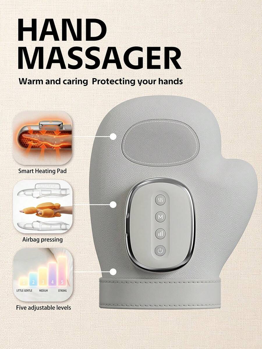 FIYIBAN 1pc Smart Hand Massager With Heat Therapy And Air Pressure, Relieves Fatigue, USB Rechargeable, Portable, Great Gift For Office Workers, Elderly And Homemakers - Multicolor - View 1