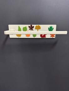 2/1pc New Autumn Maple Leaf Pattern Minimalist Kitchen/Bathroom Storage Rack, Green Leaf Design, Small Green Stem Repeating Pattern, Comfortable Handmade Appearance, Can Be Used As Paper Towel Holder, Napkin Holder, Dishcloth Rack, Gold/Silver/Black/Minimalist Style, Multiple Specifications Available. Home Decor, Kitchen Storage, Bathroom Storage Rack (Stickers Need To Be Manually Applied) - Multicolor - View 3