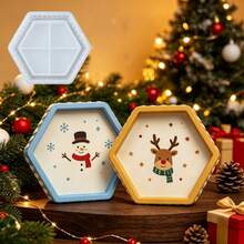 1pc Hexagon Christmas Tree Edge Tray Silicone Mold, Christmas Storage Tray Holiday Decor Making Mold, Daily Storage Container Mold, Perfect For Handmade Crafts, Easy Release And Reusable - Silicone Mold - View 3