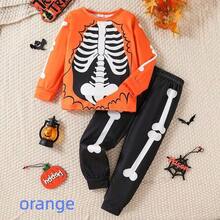 Setelan 2 Potong Baju Pullover & Celana Lucu Motif Tengkorak Kartun Halloween untuk Anak Perempuan, Busana Anak Gaya Eropa & Amerika - MultiWarna - View 8