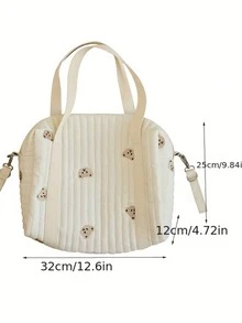 1 st multifunktionell broderad stor blöjväska för mamma, quiltad crossbody-toteväska, bärbar reseorganizer för barnvagn - Svart - Visa 5