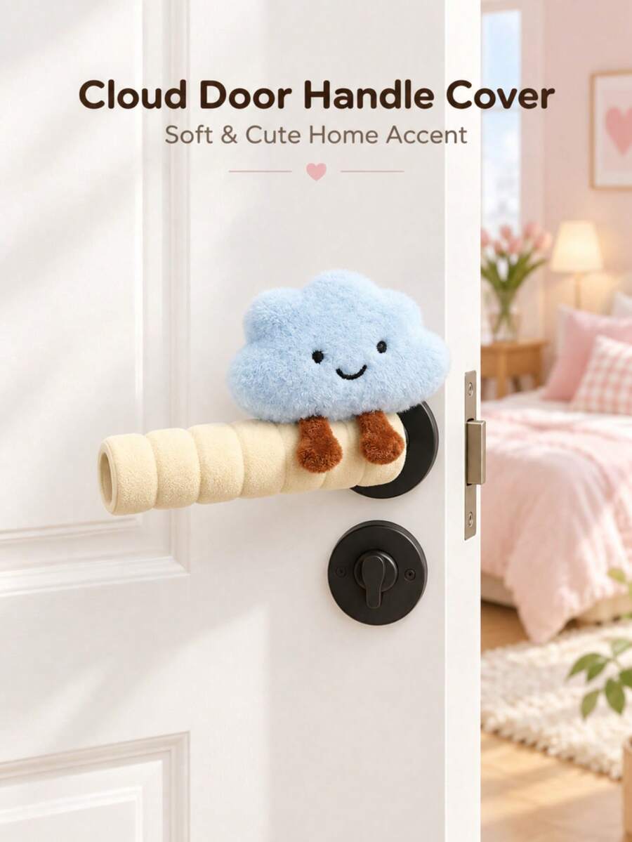 Cloud-Shaped Door Knob Cover, Anti-Static, Anti-Collision, Anti-Fouling, Light Press Mute, Cute Home Decor, Suitable For Bedroom, Living Room, Balcony, Bathroom, Study
