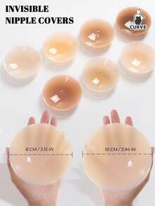 2 Pcs Reusable Solid Silicone Nipple Covers, Women's Invisible Round Nipple Covers, 5 Colors To Choose From, Suitable For Wedding Dresses And Strapless Clothing - Multicolor - View 2