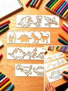 8PCS Dinosaur Theme Hollow Painting Stencils, DIY For Scrapbooking, Gift Boxes, Greeting Cards, Wooden Boards, Wall Decor, Photo Frame Borders, Graffiti Printing, Walls, Fabric, Drawing Boards, Home Decor, Ceramics, Glass, Reusable - Dinosaur Theme - View 5
