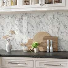 Self-Adhesive Marble Pattern Wall Sticker - 1pc Waterproof Wallpaper, Furniture Refurbishing Sticker, Suitable For Kitchen And Bathroom Walls And Countertop Decoration, As Well As Room Decor - A - View 7