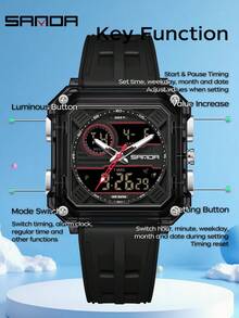 SANDA Fashion Double Display Electronic Watches For Man Luminous Calendar Waterproof Clock Outdoor Sports Casual Ladies Digital Wrist Watch - Black - View 7
