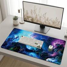 Large Nebula Cloud Gaming Mouse Pad, Colorful Abstract Art Desk Mat, Non‑Slip Rubber Base Keyboard Pad For Laptop PC, Home & Gamer Desktop Decoration - Cosmic Nebula - View 6