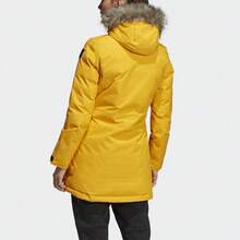 Áo khoác parka có mũ adidas giữ ấm chống lạnh dáng dài vừa, mùa đông, nữ, màu cam - Màu vàng - Xem 4