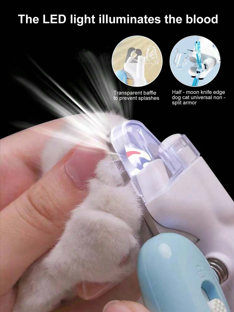 LED Light Pet Nail Clipper - Universal Cat & Dog Nail Trimmer And Ear Wax Cleaning Lighting Tool (1pc) - A - View 1