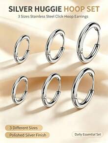 8-10-12MM Coils 3 Pairs Set - Silver - View 1
