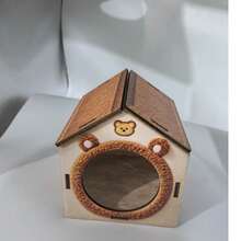 1pc Wooden Simulated Comfortable Cat Bed Cat House Cat Tent, Flat Printing Craft Decorative Ornament - L - View 6