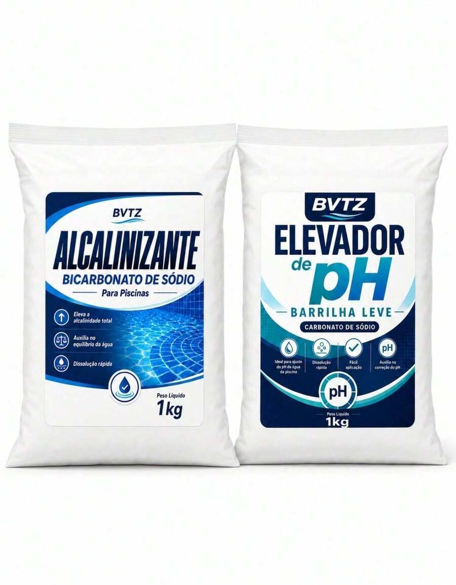 Kit Tratamento de Piscina Alcalinizante Bicarbonato de Sódio E Barrilha Leve Elevador de pH 2kg - Em po - Visão 1
