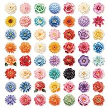 56pcs Colorful Floral Creative PET Stickers, Perfect For Scrapbooking, Journals, Laptops, Bumpers, Skateboards, Water Bottles, Computers, Phones And Other DIY Creative Graffiti Sticker Toys - Multicolor - View 9