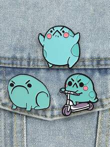 3pcs Cute Cartoon Angry Frog Enamel Pin, Funny Meme Frog Badge, Fashion Accessory For Clothes And Backpacks, Gift For Frog Lovers - Multicolor - View 5