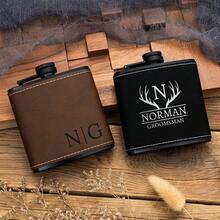 1pc Personalized Groomsmen Flask, Leather Wrapped, Engraved Flask, Engraved Groomsmen Flask, Men's Gift, Wedding Gift, Customized Flask, Flask, New Year Gift - Multi-color 2 - View 8