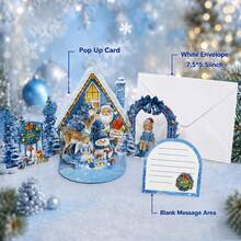 3D Pop-Up Christmas Greeting Card With Envelope, Three-Dimensional Greeting Card, Santa Claus Snow House Pop Up Card Design, Merry Christmas Card, Christmas Gift For Congratulations, Daughter, Son, Friends And Family - Single Piece - View 3