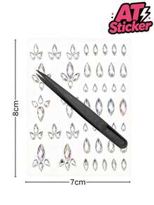 1pc Rhinestone Gem Decor Sticker, Transparent PET Base Self-Adhesive Rhinestone Sticker, Iridescent AB Color Faceted Faux Rhinestone Design, Water Drop And Marquise Shape Multi-Specification Rhinestone Decor, Can Be Combined And Assembled Into Butterfly Pattern, 3D Glossy Texture, Self-Adhesive Backing, Easy To Apply, No Residue After Removal, Lightweight And Thin, Suitable For Curved Surfaces, Elegant And Exquisite Decor Sticker, Suitable For Instant Cameras And Various Smooth Hard Objects For Appearance Beautification And Personalized Appearance Modification - Decorative Stickers - View 8
