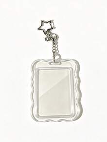 Transparent Wave-Edge Card Holder With Pearl Chain Star Clasp, Y2k Style Transparent Hard-Shell Protective Case,Suitable Hold Id Cards, Bank Cards - Multicolor - View 11