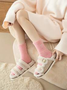 5 Pairs Autumn/Winter Mink Fur Heart Plush Cute Sweet Mid-Calf Socks, Thickened Warm Home Sleep Socks - Multicolor - View 6