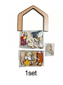 Wooden Christmas Miniature Figurines, Minimalist Bohemian Style Desktop Christmas Nativity Scene Decoration, Suitable For Indoor Home, Fireplace Mantel, Tray Decor, Dining Table, Bookshelf, Office - Multicolor - View 11