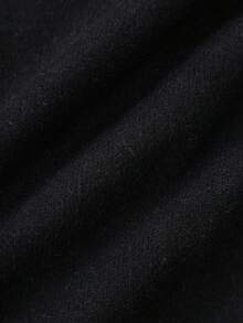 Plus Size Halloween Ghost Snowflake Jacquard V-Neck Lace-Up Ruffle Trim Cropped Knit Cardigan Sweater - Black - View 9