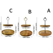 1pc 2-Tier Acacia Wood Cake Stands, Cupcake Stand Dessert Display Rack, Multi-Layer Serving Tray For Wedding, Christmas, Halloween, Kitchen Home Decor, Kitchen Accessories - Maroon - View 2