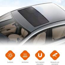 1PC Car Skylight Mosquito Net, Sunroof Insect Screen, Magnetic Adsorption High Density Mesh UV Protection Dustproof Breathable Easy Install Foldable With Storage Bag For Camping Road Trip Car Rest Sleeping Outdoor Car Accessories - Black - View 10