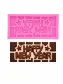 2pcs/Set Liquid Silicone Material Silicone Mold English Letter Merry Christmas! Happy New Year! Square Chocolate Mold Suitable For Christmas And New Year - View 2