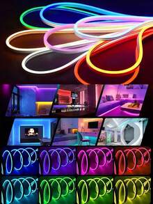 Multifunctional LED Light Strip, Supports Remote Control And APP Control, DIY Shape, USB Neon Light Rope, RGBIC Segmented Effect, Dreamy Lighting, Music Sync Color Change, Suitable For Gaming, Bedroom, Holiday Decoration, Christmas Decoration And Other Occasions. - RGBIC - View 7