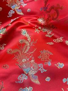 1pc Dragon & Phoenix Jacquard Fabric, Multi-Color Metallic Thread Woven Dragon & Phoenix Cloud Pattern, Shiny Satin Jacquard Cloth, Multiple Colors Available, Suitable For Festival Clothing, Gift Box Lining, Home Decor And DIY Sewing Crafts - Multicolor - View 7