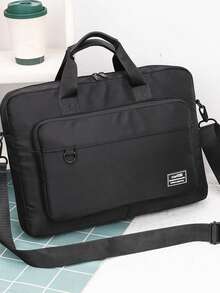Business Briefcase For Work, Premium Luxury Style, Document Storage, Handheld Canvas Laptop Bag, Commuter Crossbody Bag With Trolley Strap - Multicolor - View 15