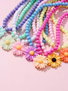 14pcs Kids Daisy Charm Necklace Bracelet Gift Box Set, Girls Jewelry For Daily Holiday Party Birthday Gift - Multicolor - View 9