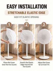 Minimalist White PEVA Fan Dust Cover, Elastic Fan Protective Mesh, 450-600mm Universal Size, Suitable For Living Room Bedroom Office Electric Standing Floor Fan Head, 360 Degree All-Around Protection, Waterproof Washable Reusable Storage Protection Bag - Multiple Styles and Colors - View 4