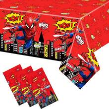 1pc 180x108cm Plastic Table Cover, Party Tablecloth, Birthday Party Decoration, Superhero Themed Party Supplies - Multicolor - View 1