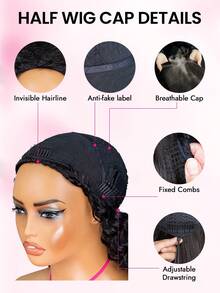 ISEE Wig Setengah Wanita Model Gelombang Besar dengan Tali Serut, Wig Penutup Garis Rambut Asli InvisiFit Band Flip, Kepadatan 180%, Gaya Reguler 16-28 Inci, Pengiriman Gratis, Terjangkau untuk Pemakaian Sehari-hari - SNatural - View 7