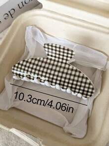 3件/1件 女款 10.3cm/4.06in 格紋波點豹紋髮夾，輕量塑料髮爪，時尚百搭高級優雅極簡風，純色髮飾，適用日常穿著、外出、休閒、派對、通勤、海灘、度假、馬尾、盤髮、洗臉、洗澡、化妝、穿搭，髮夾 - 彩色 - 查看 2